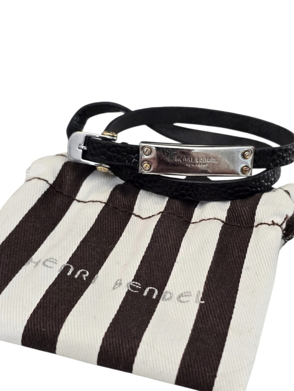 Henri Bendel Vintage Rivington Leather Wrap Bracelet w/ Dustbag In EUC